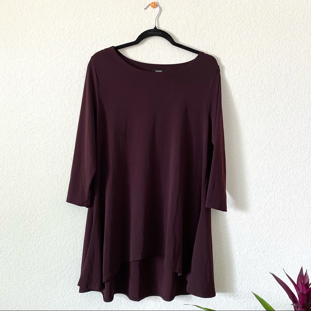 Alfani Women’s Merlot Wine High Low Long Sleeve Dress Size Large